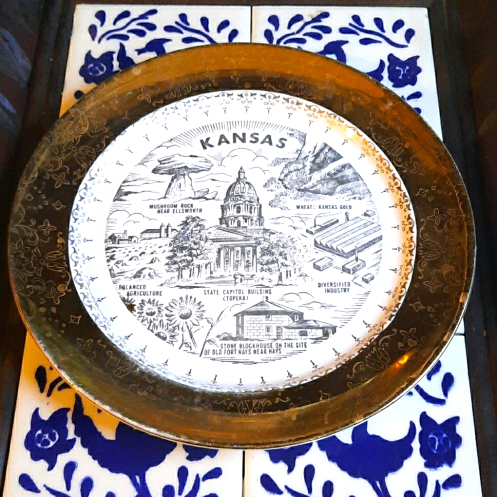 Antique 22k Kansas collector plate